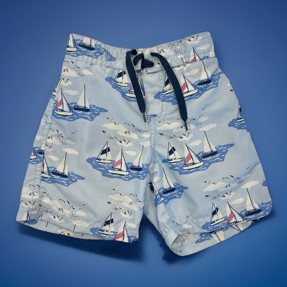 Janie and Jack 18 24 months Swim Trunks Suit Sailboats Greece Nautical Red Blue